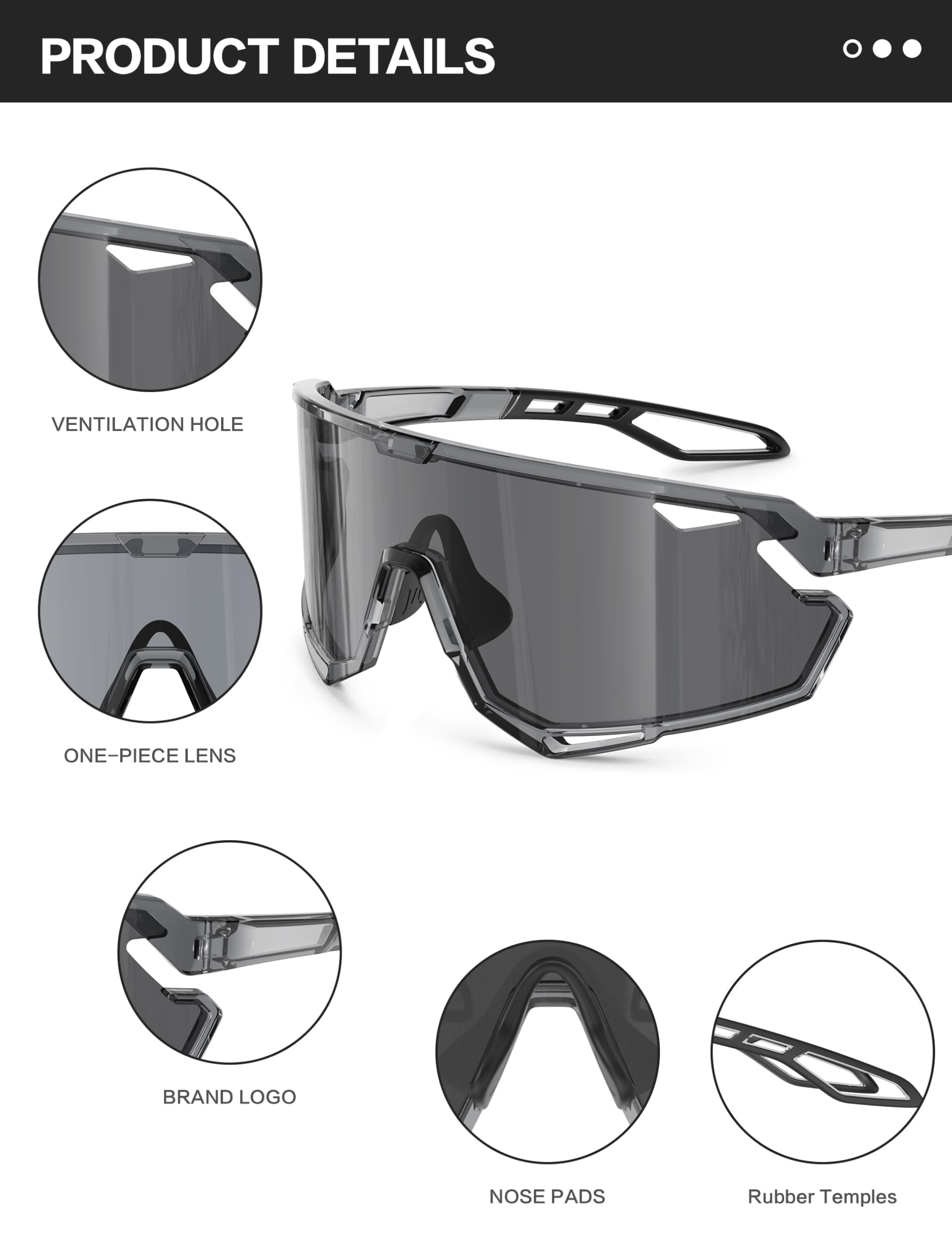 Occhiali da ciclismo sportivi fotocromatici: occhiali da sole leggeri con protezione UV400 per uomini e donne, attività all'aperto, corsa, MTB