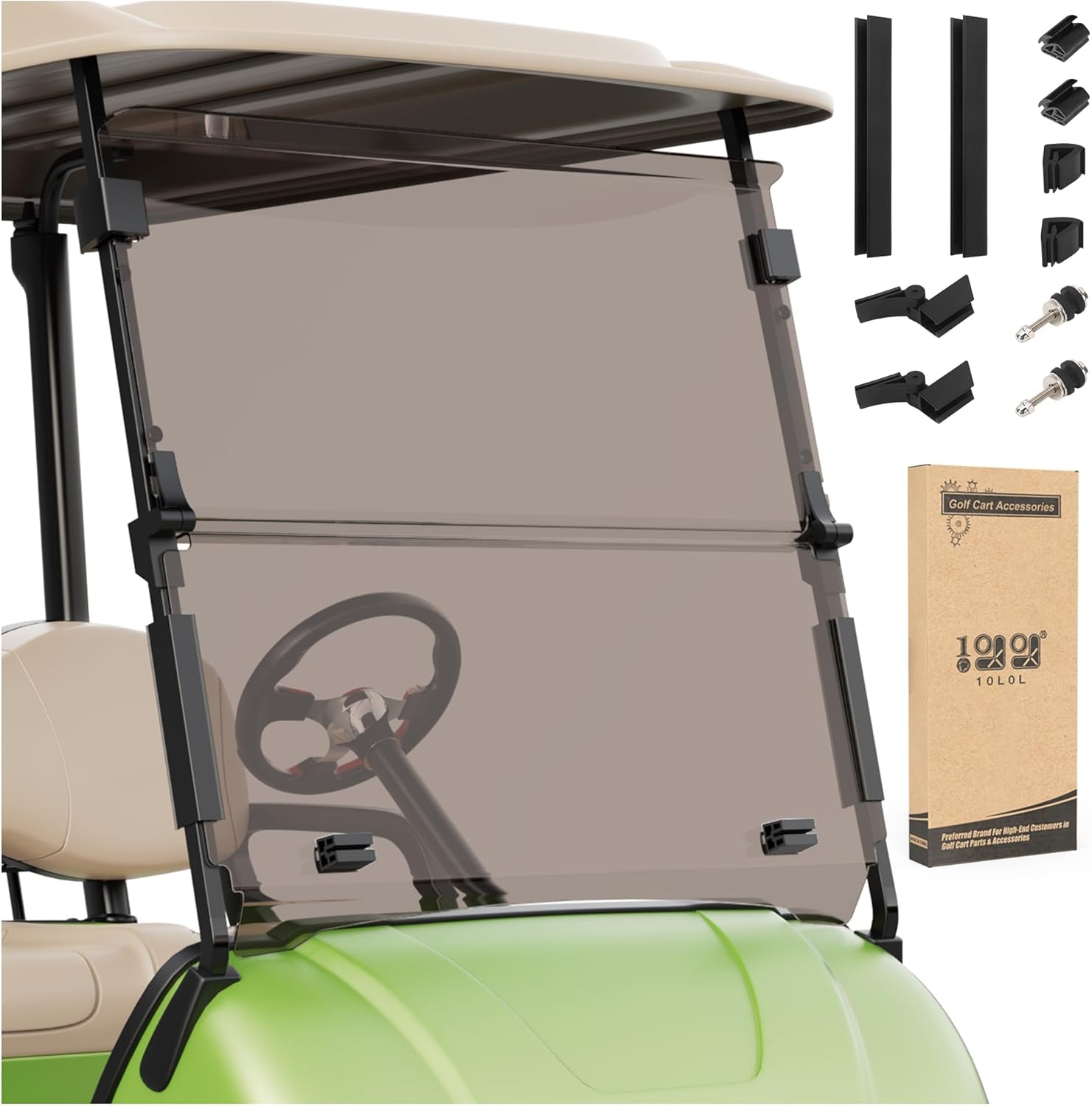 Windshield for Yamaha G29 & Drive Series Model Golf Carts, Durable & Portable, Smoked