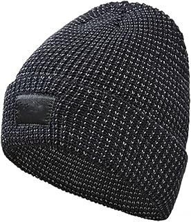 Flex Beanie Reflektierende Mütze für Damen Herren, warme reflektierende Strickmütze für den Winter, Dicke, kältebeständige Plüschmütze für Outdoor-Sportarten
