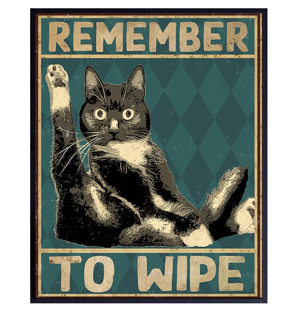 Buy Funny Cat Bathroom Decor Remember To Wipe Cat Poster