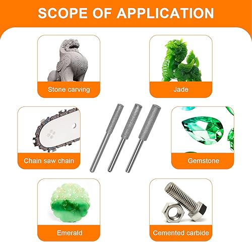 Miniatura 5 de Afilador de motosierra de diamante de 18 piezas en 3 tamaños de afilador de motosierra de diamante, herramienta de pulido para sierra de cadena