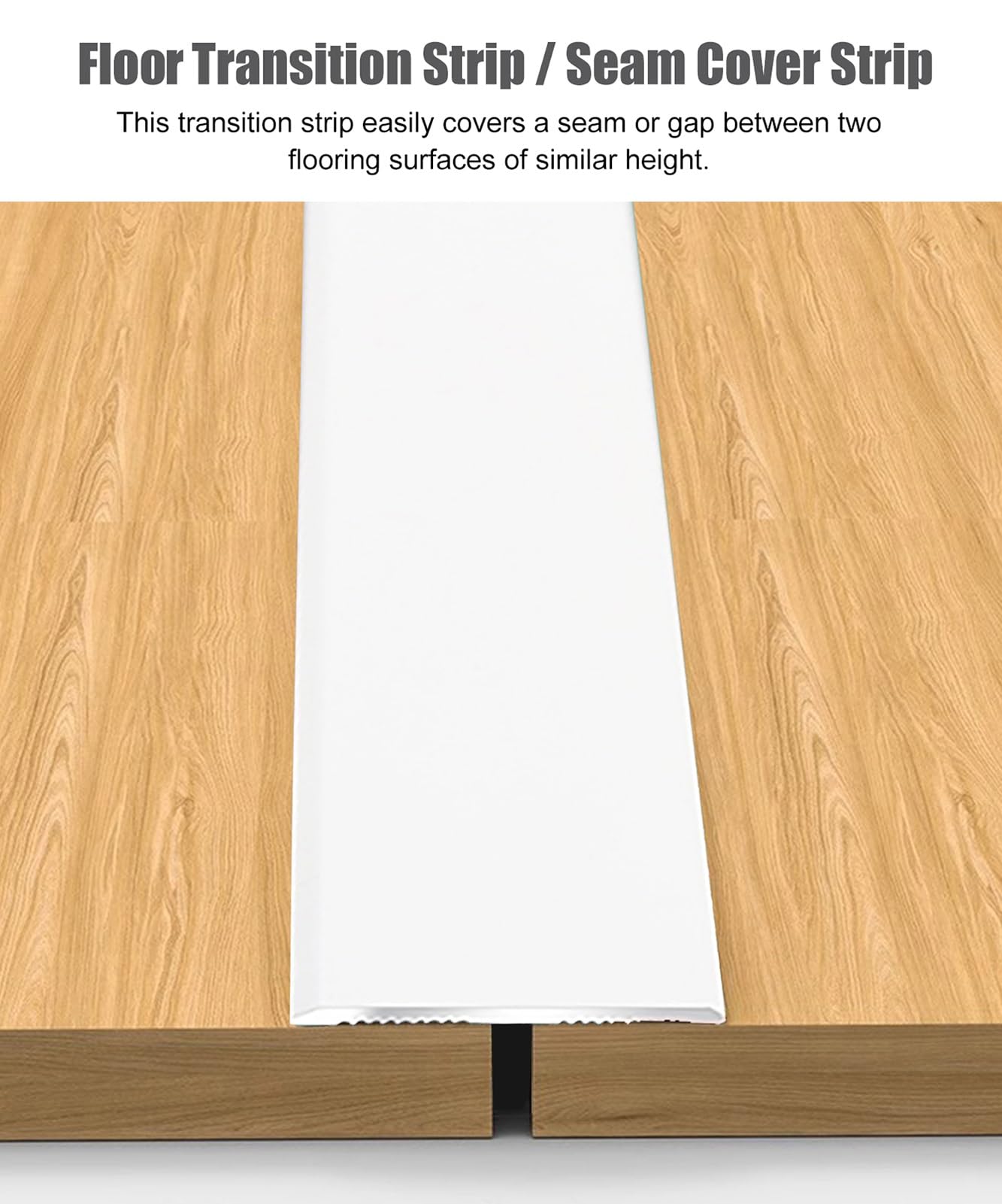 Blazea Flat White Transition Strip Flooring Edge Trim, Decorative Metal Door Threshold for Gaps, Laminate Vinyl Wood Tile Floor Divider Strip Cover(150cm (59