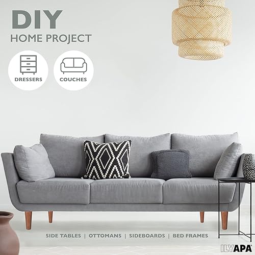 Miniatura 6 de Ilyapa Pies de madera para muebles, juego de 4 patas de repuesto cónicas marrones de 8 pulgadas para muebles, sofás, sillas, sofás biplazas,