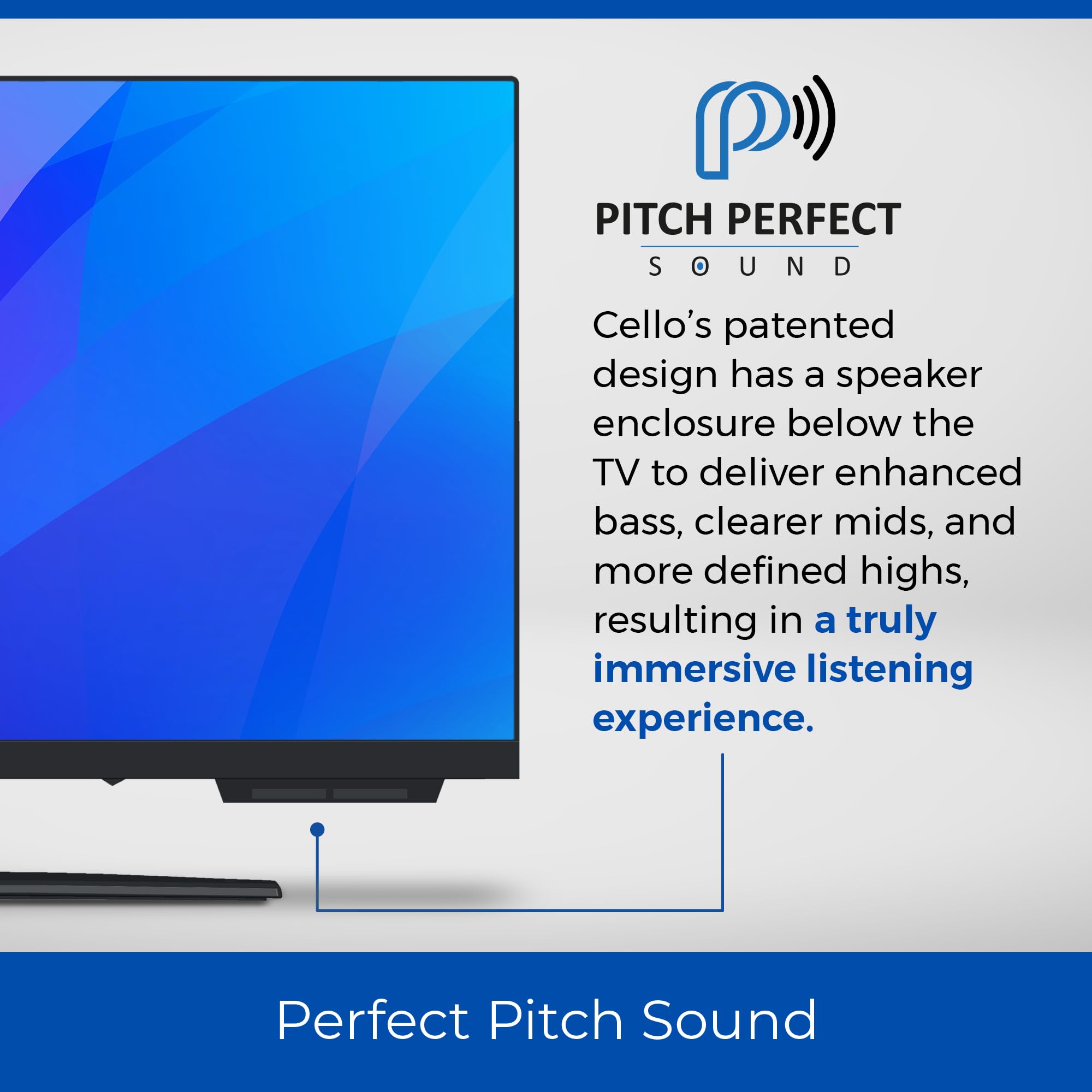 Cello C2224SH 22" FULL HD telewizor LED z bezramkowym potrójnym tunerem (DVB-C/-S2/-T2) "Pitch Perfect Sound", idealny do małych pomieszczeń Made in Europe [2024]