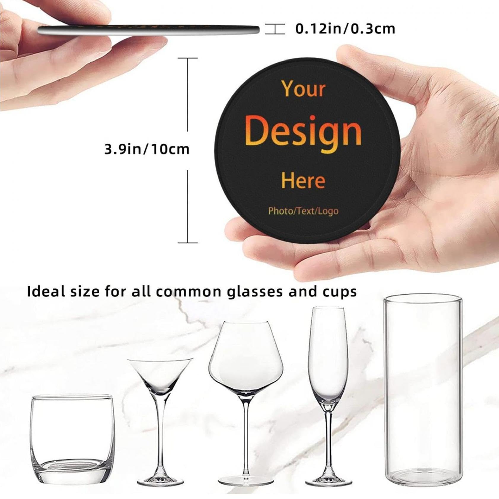 Dessous De Verre Personnalisés Photo - Cuir PVC 6Pièces Forme Octogonale - Cadeau Unique