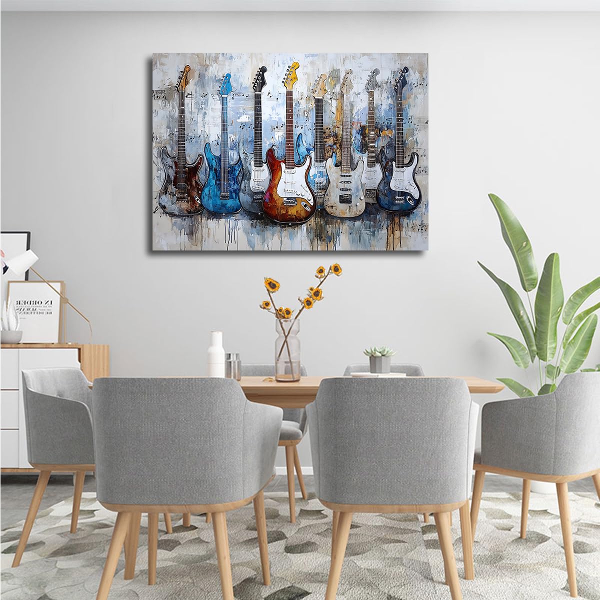 TOANGWALL Chitarra in stile graffiti tela Arte murale Stampe per amanti della musica Strumenti musicali retrò Poster pittura per Studio Studio Studio Sala Decorazione 40x60cm