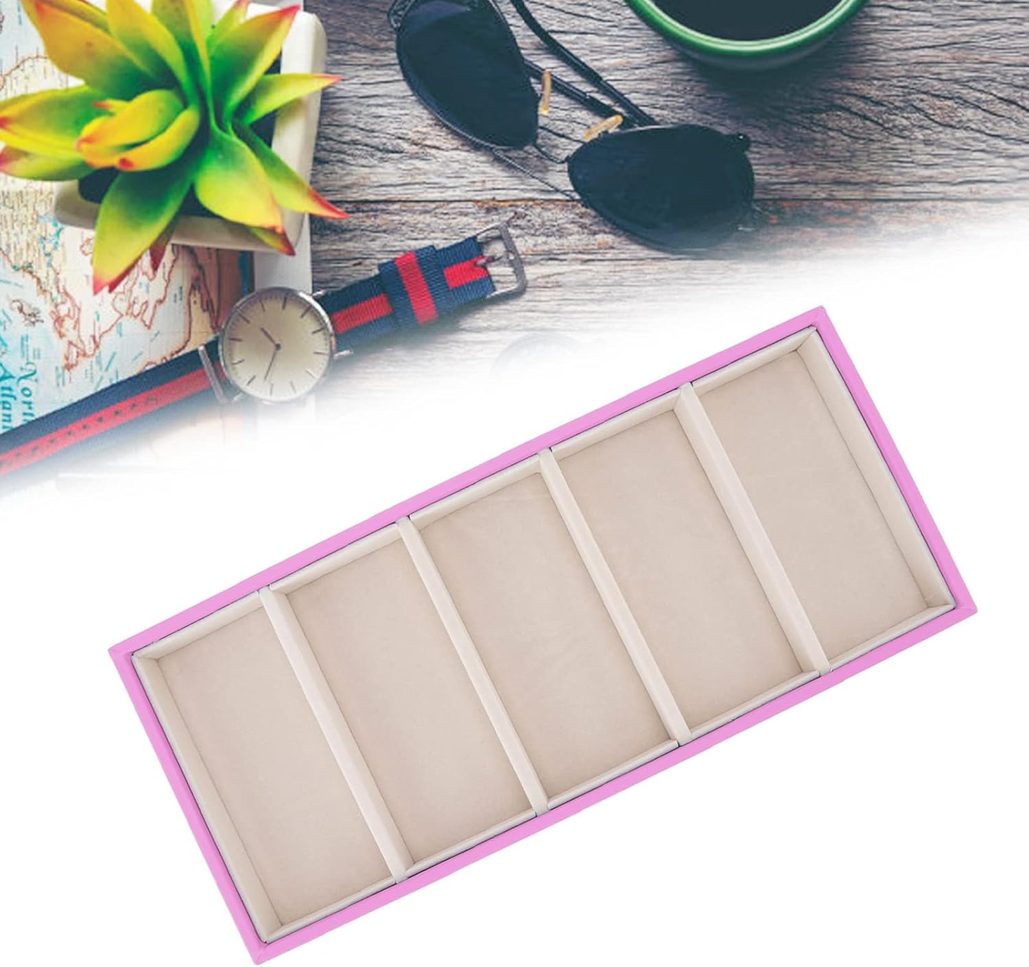 HERCHR Velvet Glasses Box Tray, Stackable Glasses Display