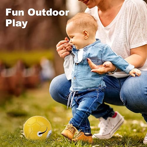 Miniatura 8 de Paokoo Paquete de 2 pelotas de fútbol de tamaño 2 para niños, pelotas de fútbol para niños con bomba, juguetes para patio trasero, césped,