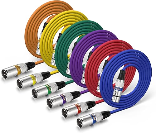 Miniatura 24 de EBXYA Cable XLR de 2 pies, paquete de 10 unidades, 3 pines, cable de micrófono XLR equilibrado macho a hembra, adecuado para mezclador de audio, 10