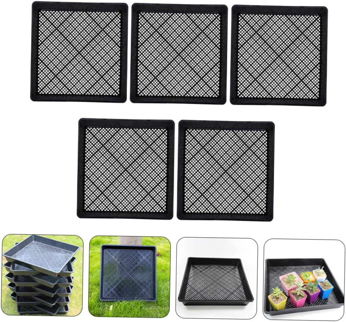 YARNOW 5pcs Nursery Sowing Trays for Plant Germination Reusable Growing Tray for Plants Indoor and Outdoor Gardening Space-Saving Design Black