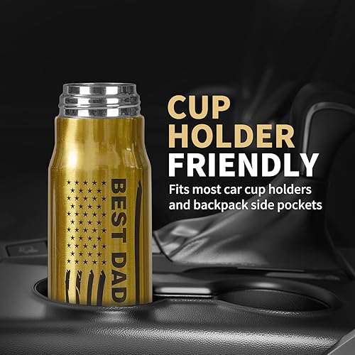 Miniatura 4 de Best Dad Ever Afranti 304 - Botella de agua con forma de bala de acero inoxidable 304, 17 onzas, 16.9 fl oz, doble pared aislada al vacío, taza de