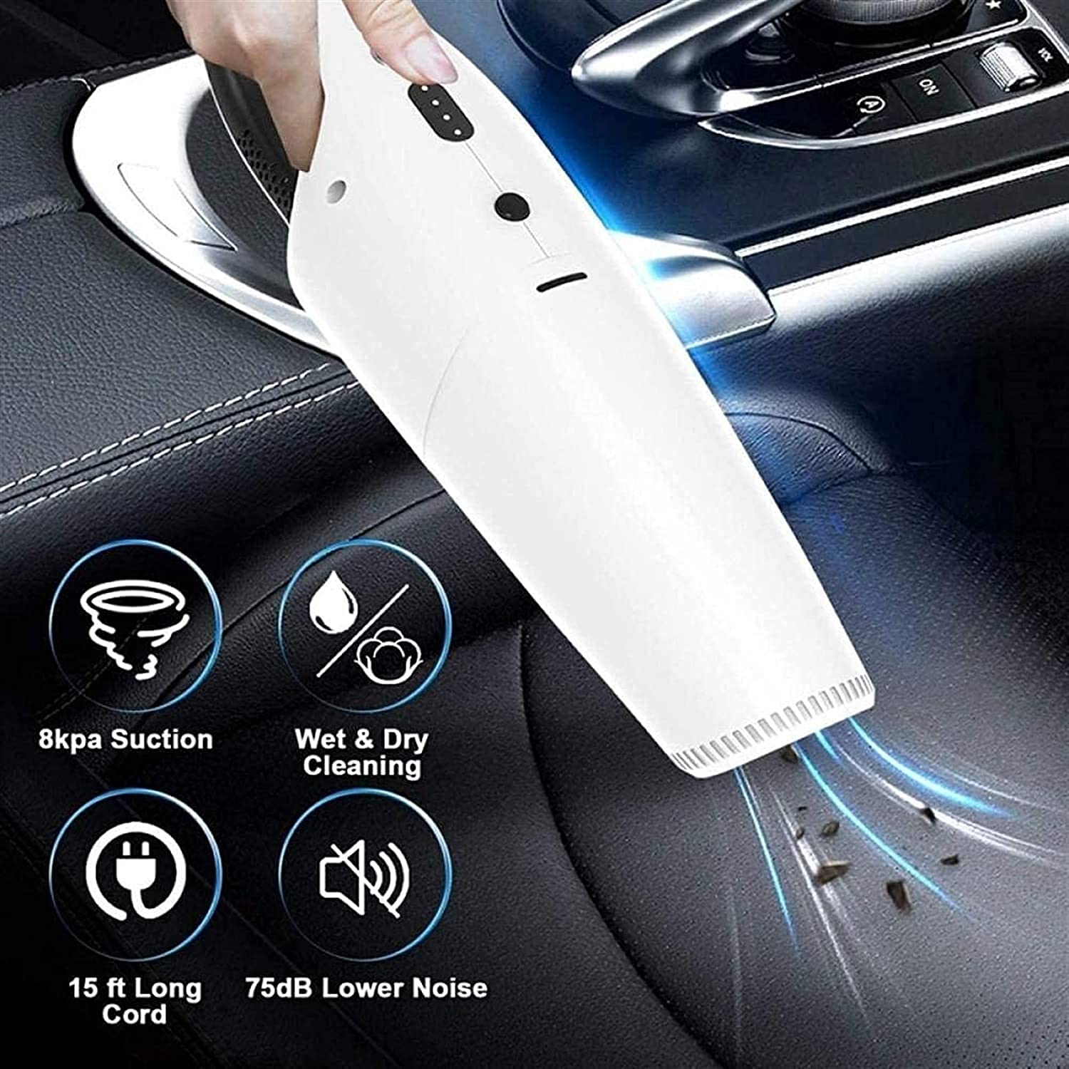 Aspirador portátil de la aspiradora: 800 0PA Strong Suction, 120W Uso seco Mojado, Limpieza rápida para automóvil, Oficina de la casa