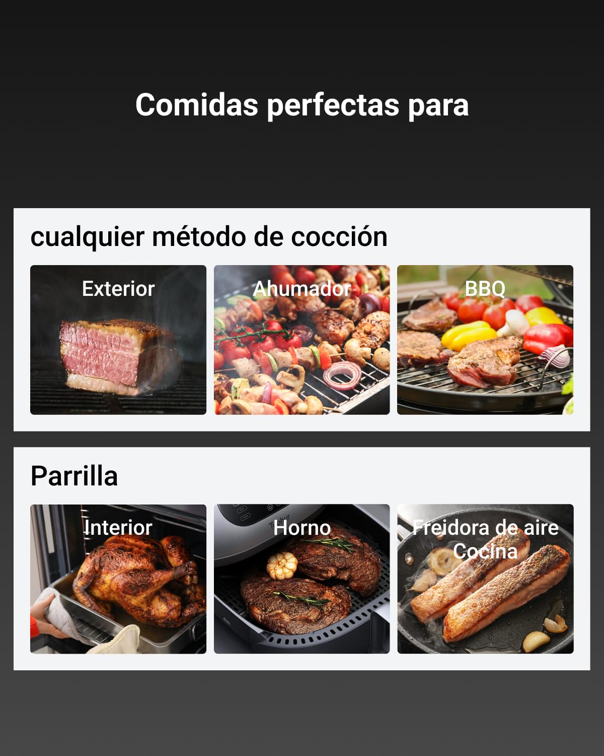 ThermoMaven G1 Termómetro para Carne Inalámbrico con Pantalla Inteligente | WiFi y App, NIST ±0,3 °C, 915 m Sub-1G, 6 Sensores, IPX8 y 24 h para Barbacoa, Horno, Parrilla, Ahumador y Cocción Lenta