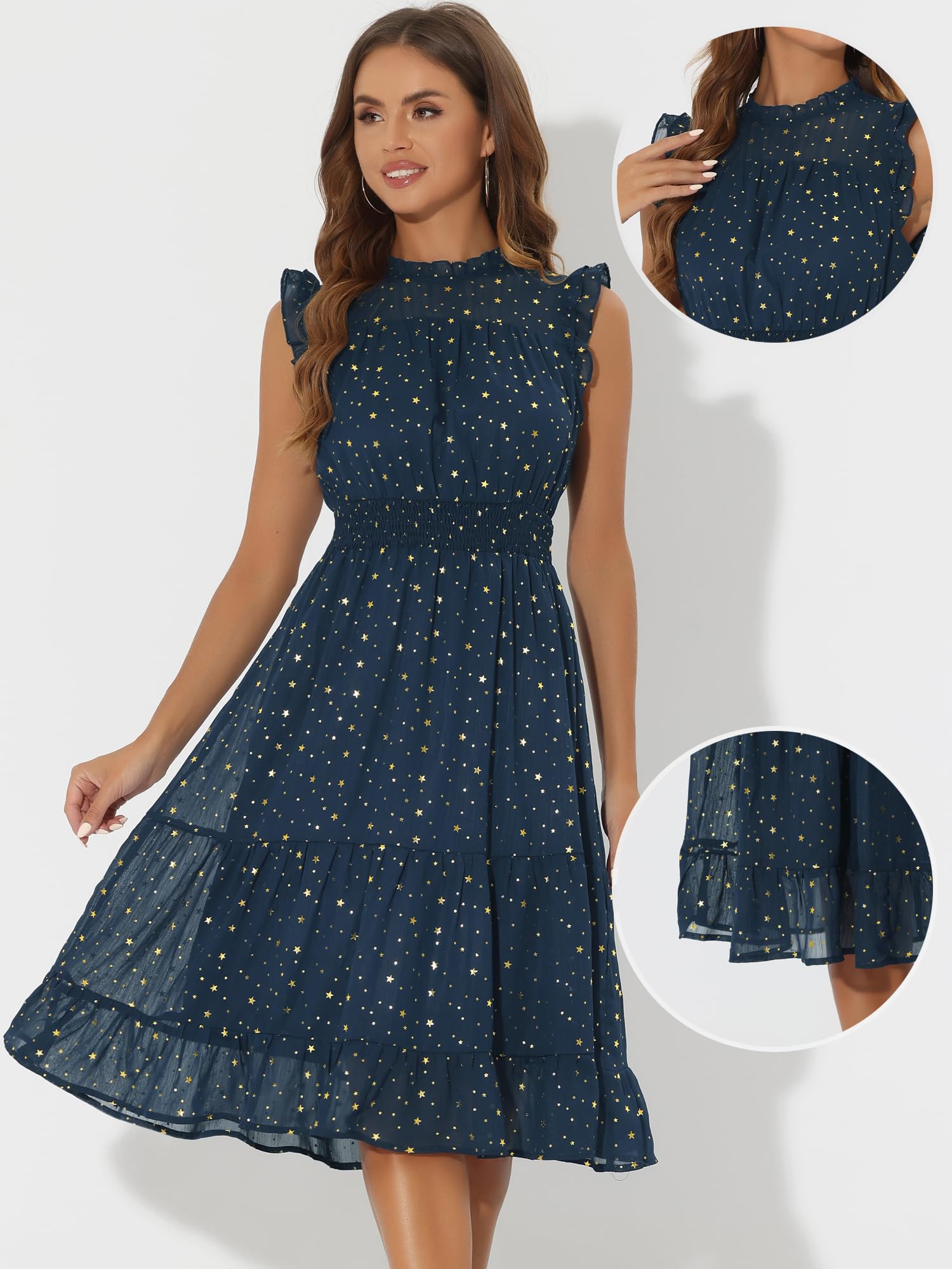Allegra K Star Party Dress Trapecio o Corte en A Mujer