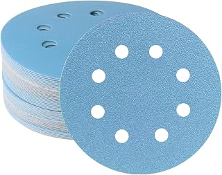 50 Stück 125 mm Schleifscheiben, Körnung 60, Klett-Schleifscheibe, 12,7 cm, 8 Löcher, blaue Keramik-Schleifscheiben, staubfrei und langlebig, Exzenterschleifscheiben für Automobil- und Holzbearbeitung