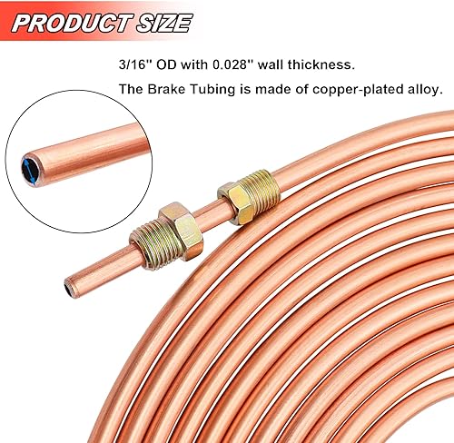 Miniatura 4 de Tnisesm Kit de línea de freno con revestimiento de cobre 316 de 25 pies + doblador de tubo azul + línea de freno de aluminio de cobre, kit de