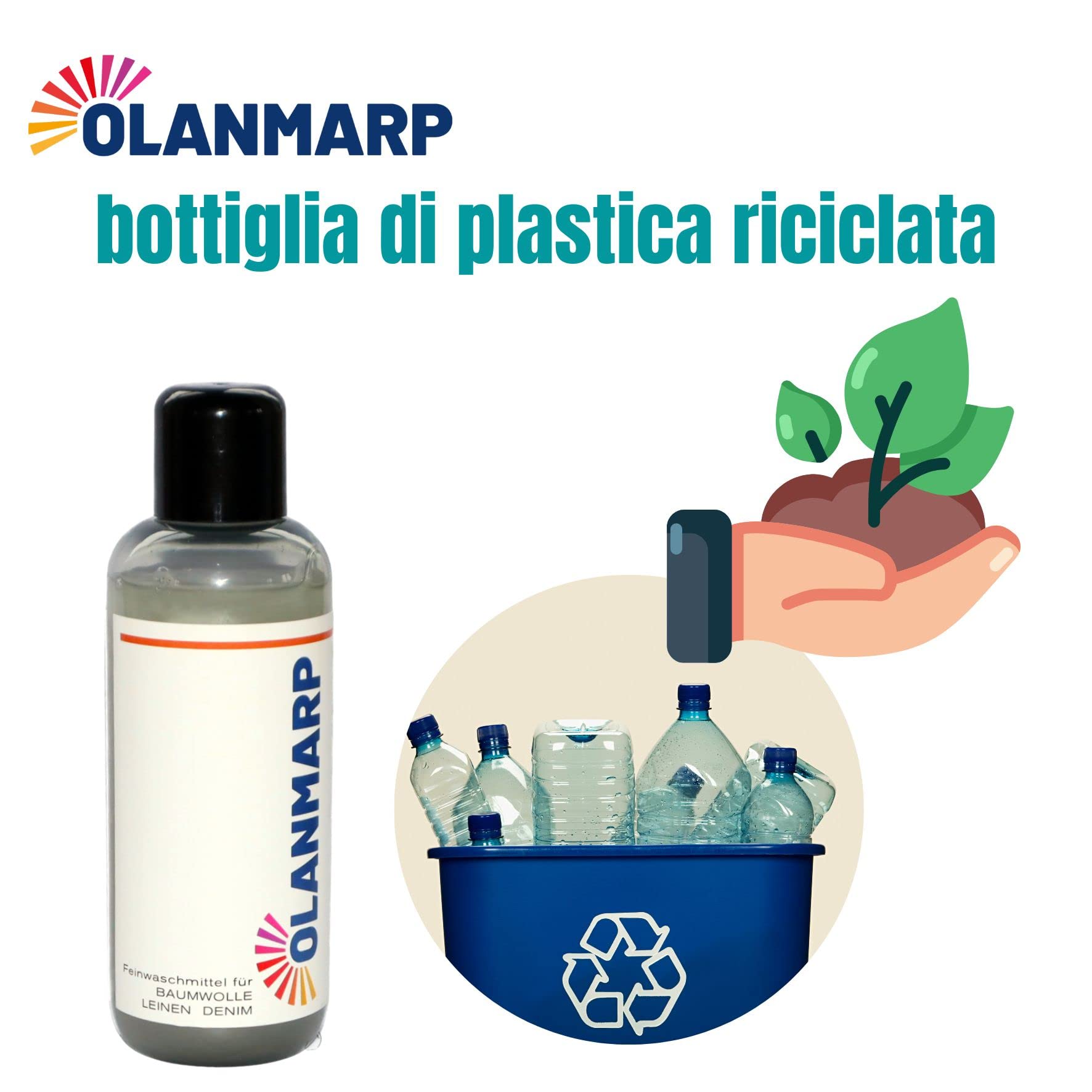 Detergente para algodón y lino Olanmarp concentrado – detergente líquido suave para lavado a mano y a máquina – ideal para fibras naturales y ropa delicada – sin químicos agresivos (480 ml)