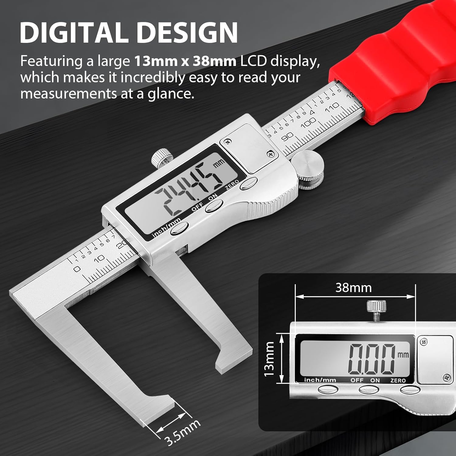 Digtal Caliper Disc Brake Rotor Micrometer Digital Caliper Measuring Tool for Disc Brake, Digital Calipers 6 inch with LCD Display, Unit Conversion, Storage Case, Extra Battery