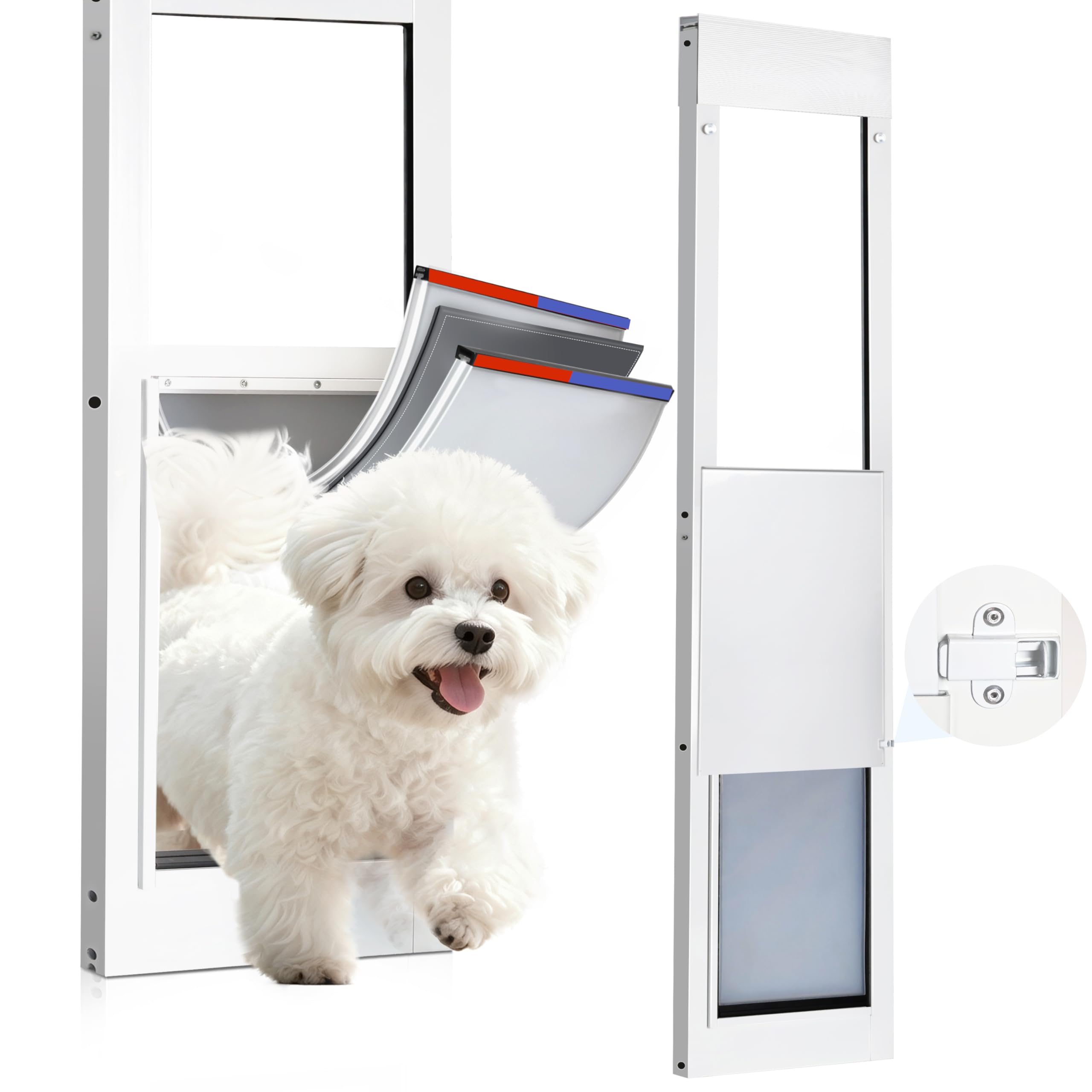 Dog Door for Sliding Glass Door,3-Layer Reinforce Door Flap,Thermal Insulation,Anti Deform,Magnetic Strip X2 Effective Weatherproof,Heavy-Duty