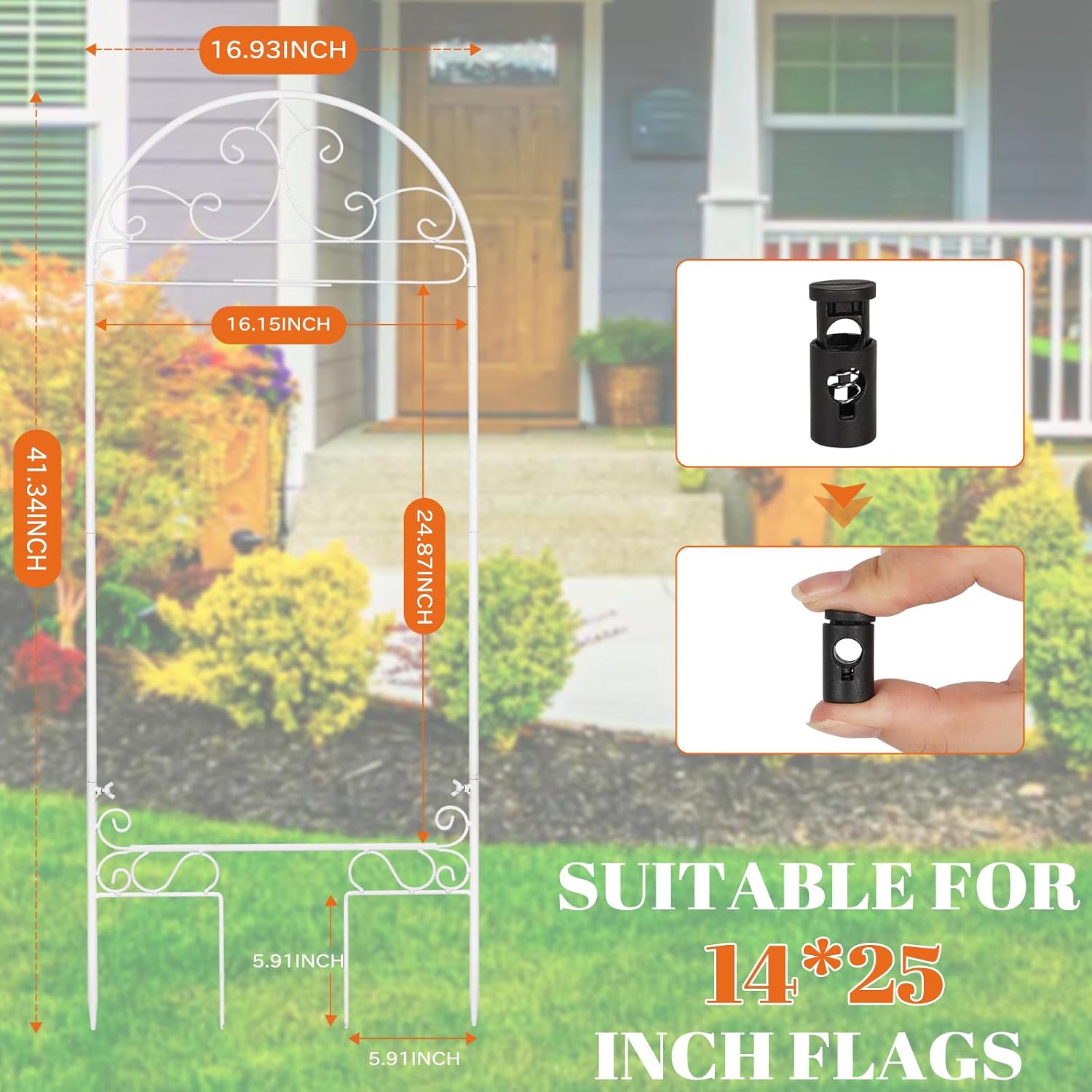 Liitrton Garden Flag Holder Stand Fits Max 14" x 25" Outside Flags, White image 2