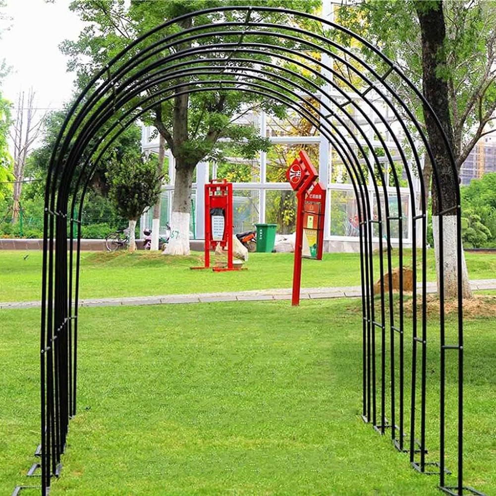 Czarna stalowa altanka ogrodowa łuk ślubny metalowa altanka Pergola rama rurowa krata brama do pnącza róże winorośli 180Cm 140Cm 240Cm szerokości,Black,W3.5M*H2.2M