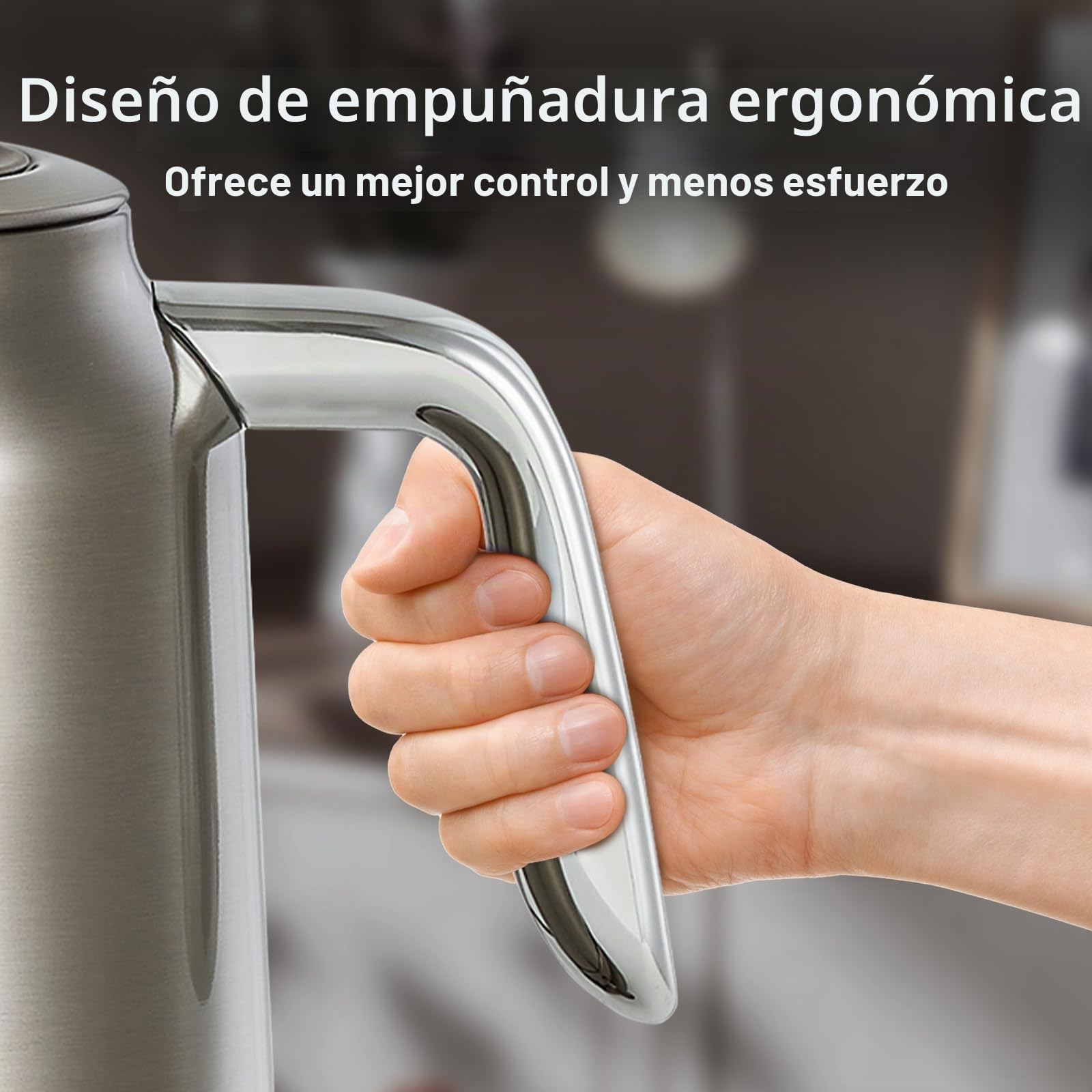 DmofwHi Hervidor de Agua Eléctrico de 1,7 Litros - Tetera Electrica con Termómetro e Indicador de Temperatura - Apagado Auto & Protección Ebullición Seca - Para Café, Té y Familia (Cromo)