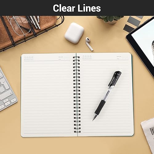 Miniatura 7 de EUSOAR - Cuaderno rayado A5 con espiral, para escritura, viajes, notas, diario, bocetos, para estudiantes, oficina, negocios, tapa verde, paquete de