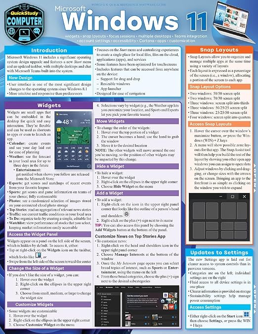 Window Digital Reference Amazon.com : Microsoft Windows 11: QuickStudy Laminated Computer ...