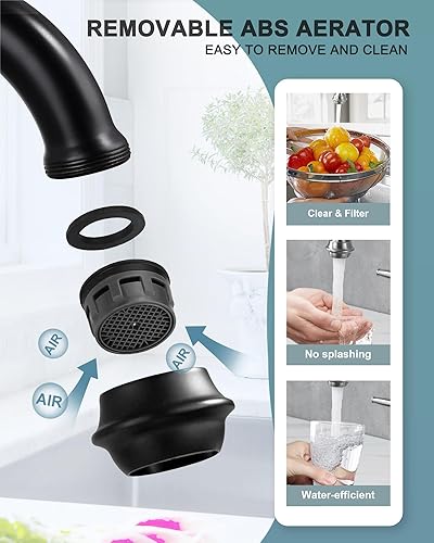 Miniatura 3 de ALEASHA Grifo de cocina con rociador lateral, 4 agujeros de latón para cocina, juego central de 2 manijas, grifo vintage de 8 pulgadas para