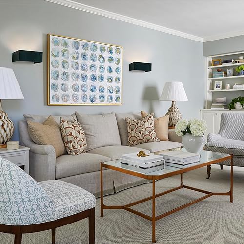 Miniatura 5 de HEQIQEH Juego de 2 apliques RGB de estilo moderno que funcionan con pilas, lámpara de pared LED para interiores arriba y abajo con control remoto,