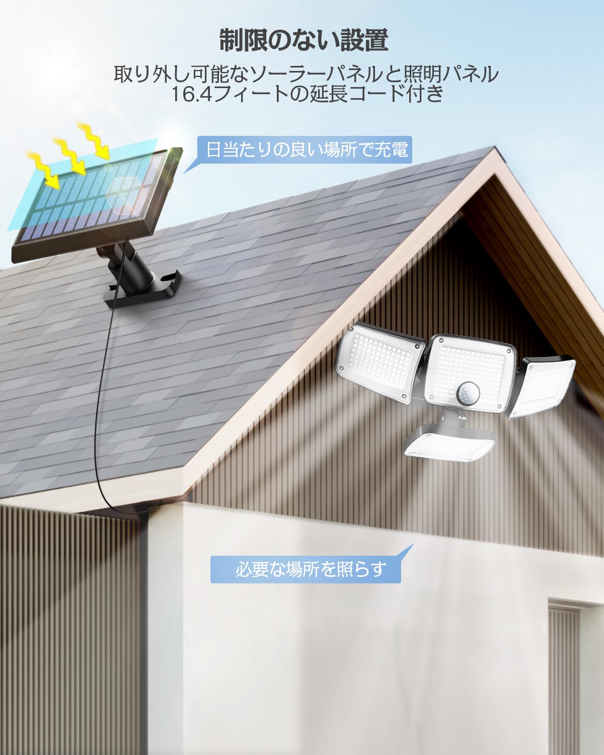 Amazon.co.jp : ソーラーライト 屋外 防水 分離型 センサーライト