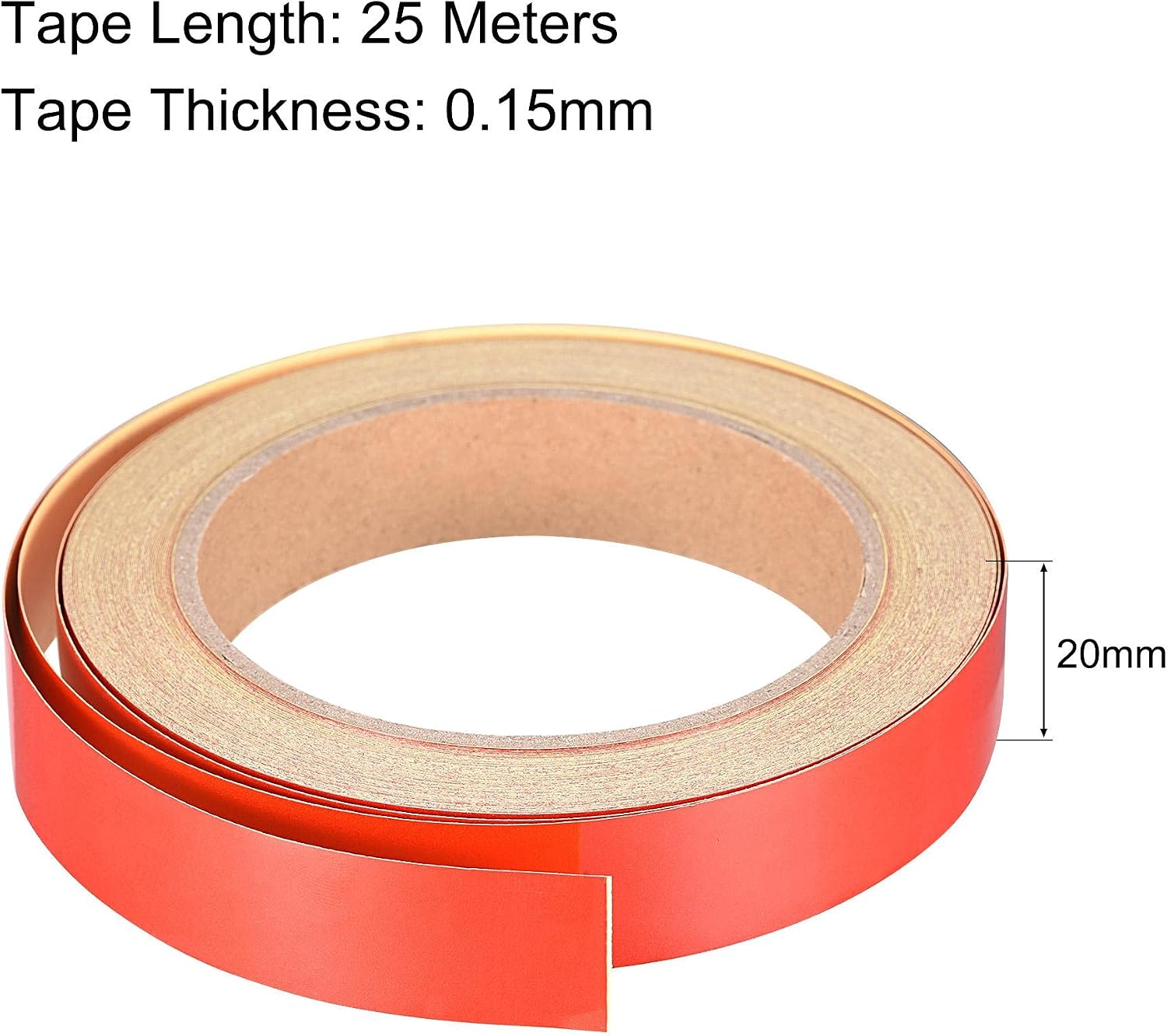 sourcing map Reflective Tape Red, 20mm x 25m, Outdoor Waterproof Warning Tape for Bikes RV, and Boat Striping Marking - Image 3