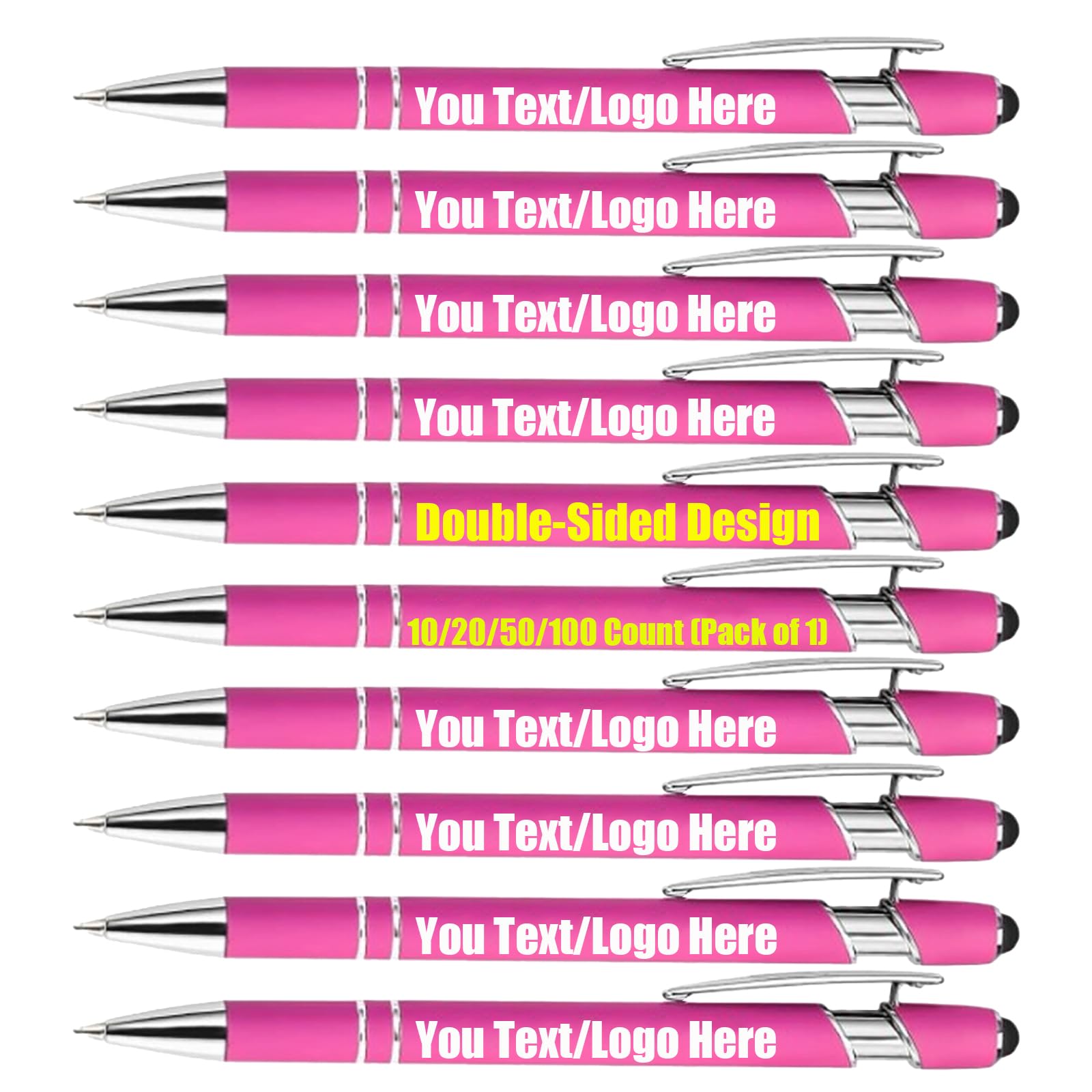 Up to 100 Pcs Personalised Pens Bulk handwriting pens stylus pens for touch screens - ballpoint pens black ink personalised gifts for Birthday, Anniversary, Or Office Use (Hot Pink, 20PCS)