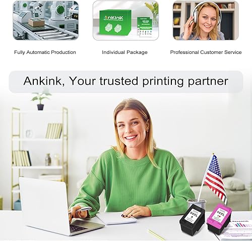 Miniatura 7 de Ankink Cartucho de tinta remanufacturado de repuesto para HP 64XL (Color 2-Pack) 64 Tinta XL HP64 HP64XL Uso con 7858 7855 7120 7155 7158 7164 6255