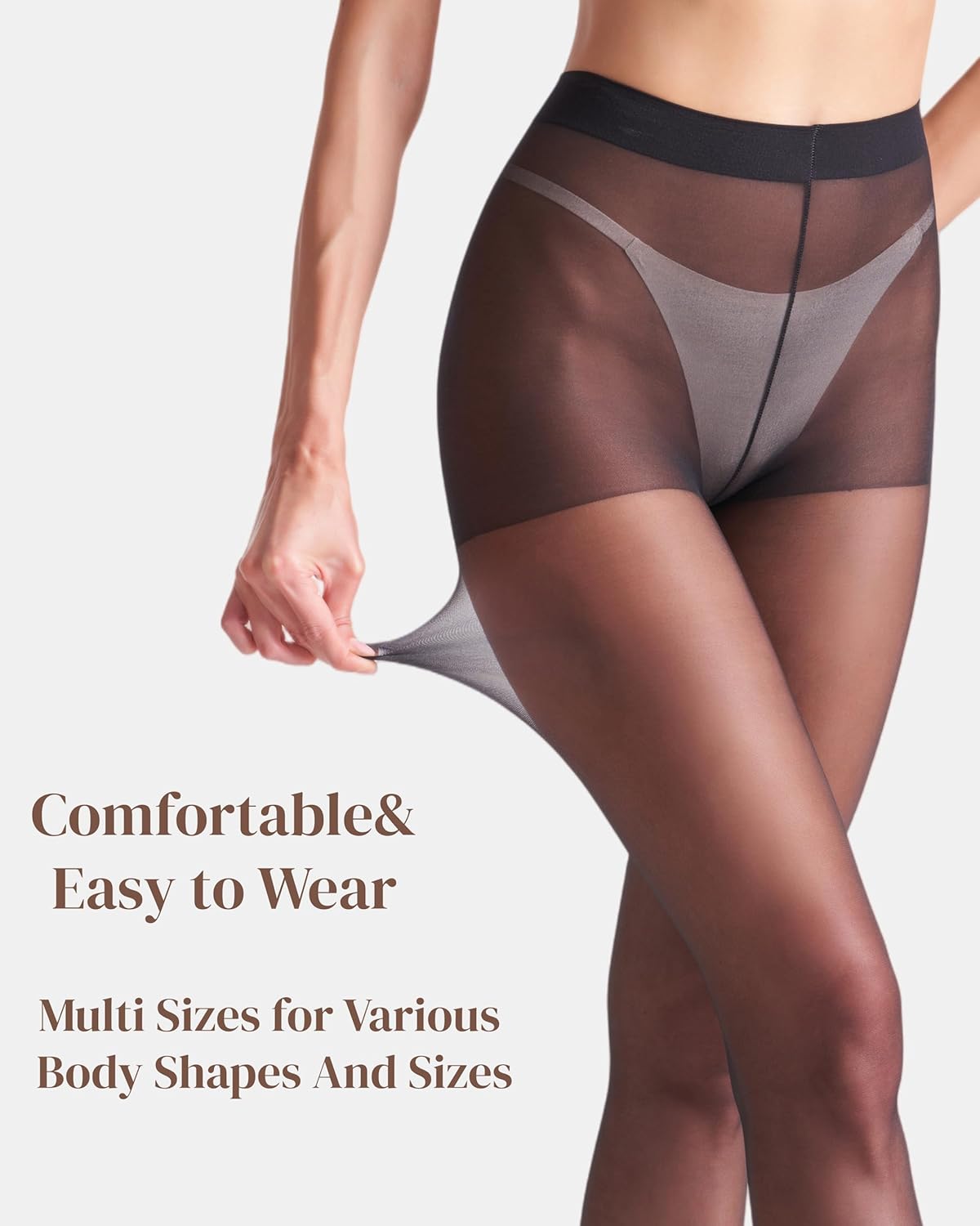 leg elegant 3 Pairs 20D Women's Sheer Tights Ultra Sheer Pantyhose with Control Top - Image 6