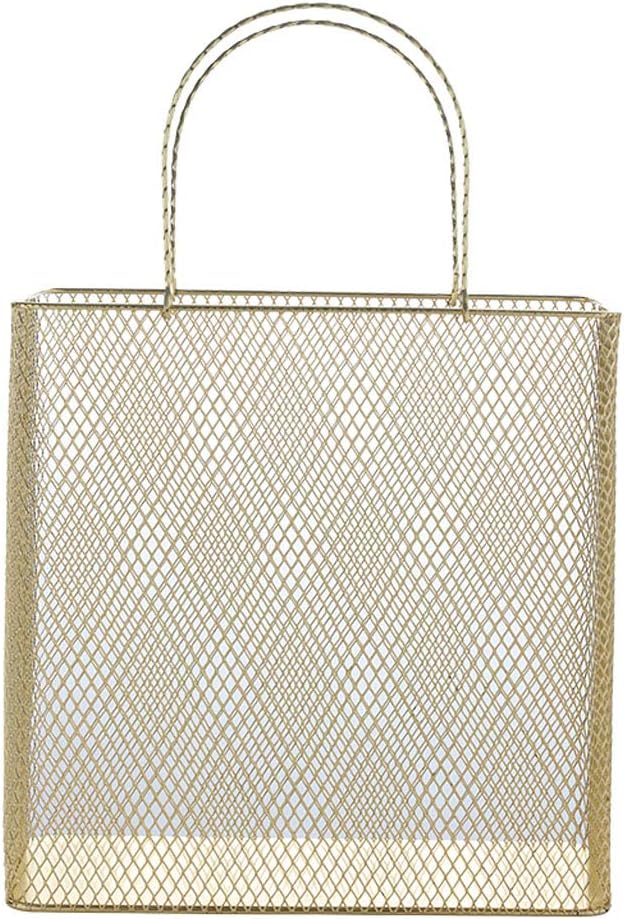 Gold-Plated Storage Basket Portable Debris Finishing Basket Magazine Basket Creative Tide Shopping Basket Gold (Size : 25cm*25cm*16.5cm) (30cm*30cm13cm)