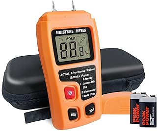 Moisture Meter For Wood, Wood Moisture Meter Firewood Moisture Meter Moisture Meter For Lumber, Digital Moisture Detector,Pin-Type Water Leak Detector Damp Tester For Wood Firewood Paper Floor-Yellow