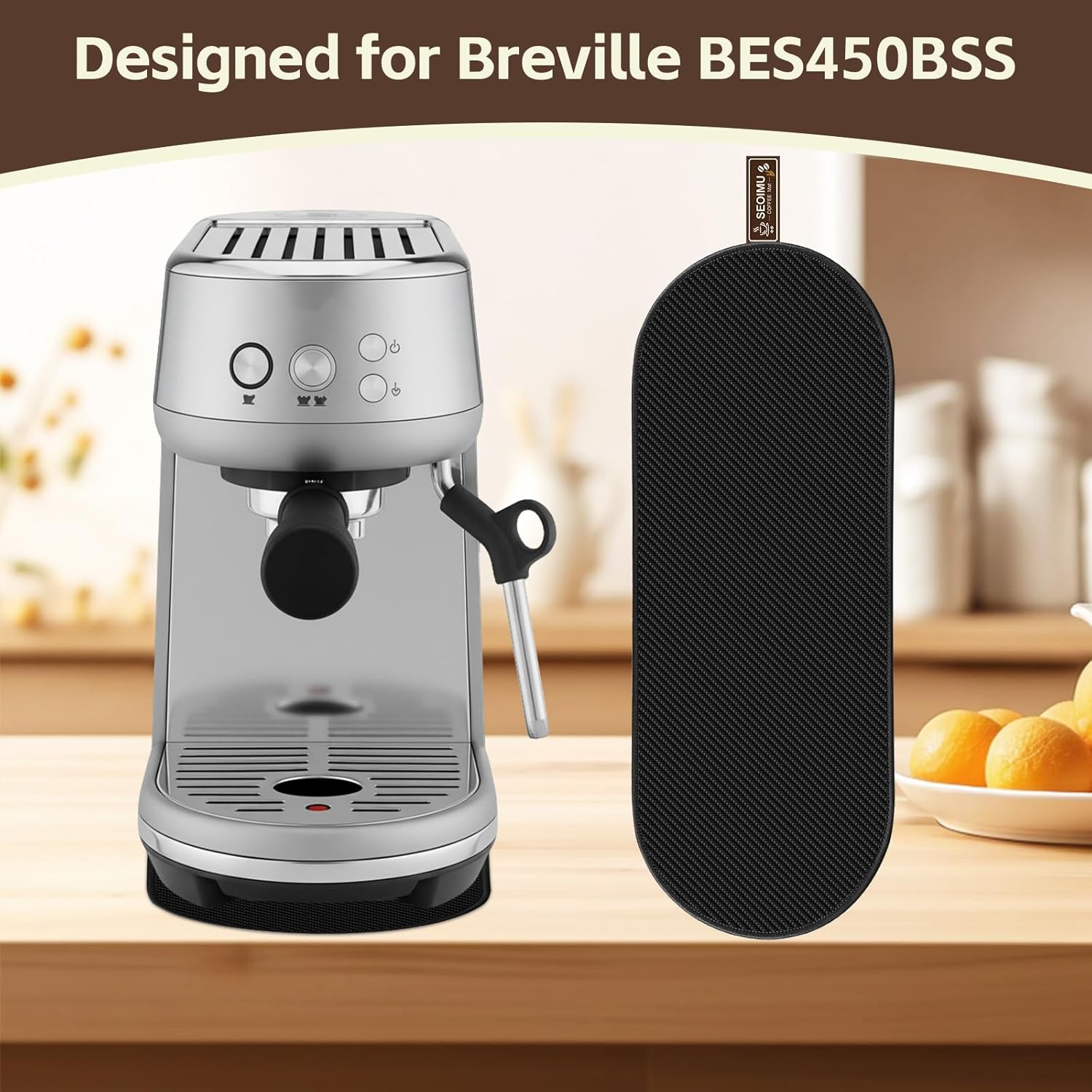 Sliding Mat for Breville Bambino Espresso Machine BES450, Smooth Glide with Anti-Slip Base, with Hanging Strap, Clean Easily, Protects Kitchen Countertop,Sturdy Mat for Breville Espresso Machine 450