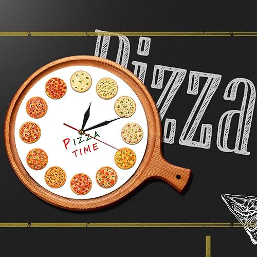 Miniatura 3 de The Geeky Days Diferentes gustos Pizza Time Reloj de pared de cuarzo silencioso moderno Italia sueños cocina decoración del hogar estilo napolitano