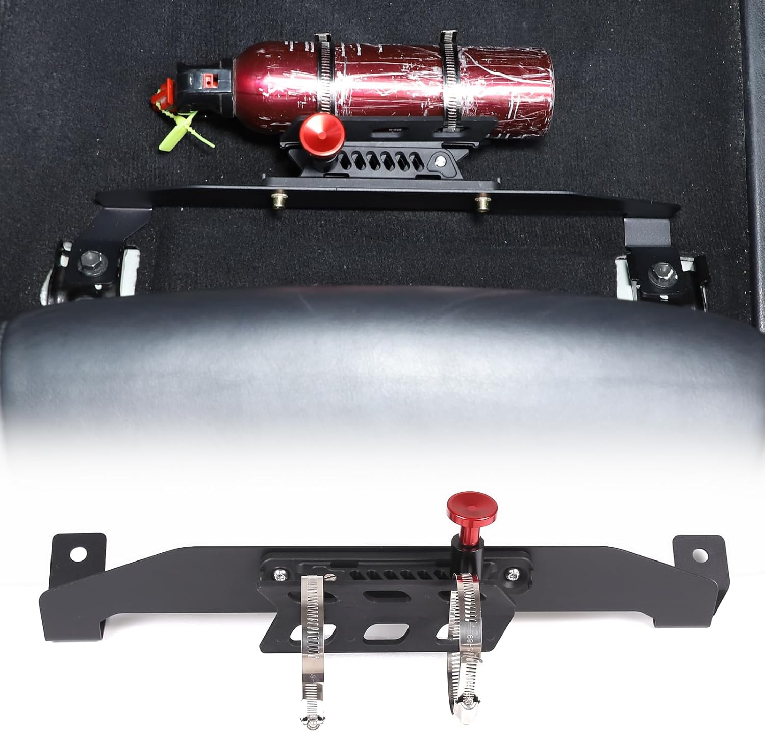 Under Seat Quick Release Roll Bar Fire Extinguisher Mount Bracket Compatible with Toyota Land Cruiser Prado FJ150 150 2010-2017,Adjustable 2 Clamps Vehicle Fire Extinguisher Bottle Tie Bracket Billet