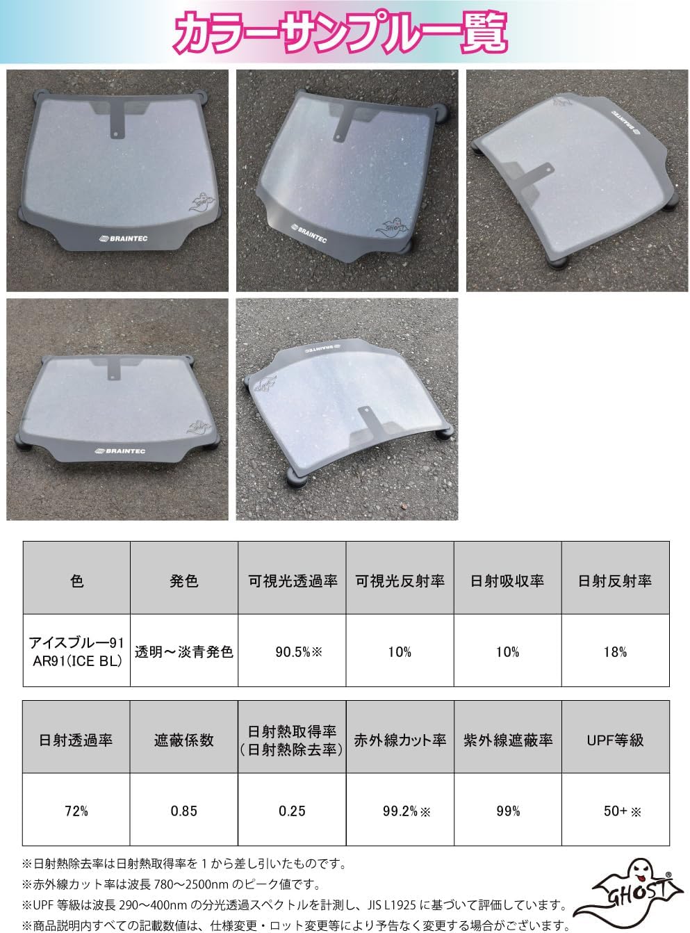 オーロラフィルム (アイスブルー91) 遮熱フィルム 透過率89％ スイフト用/スイフトハイブリッド用 (ZC13S/53S/83S