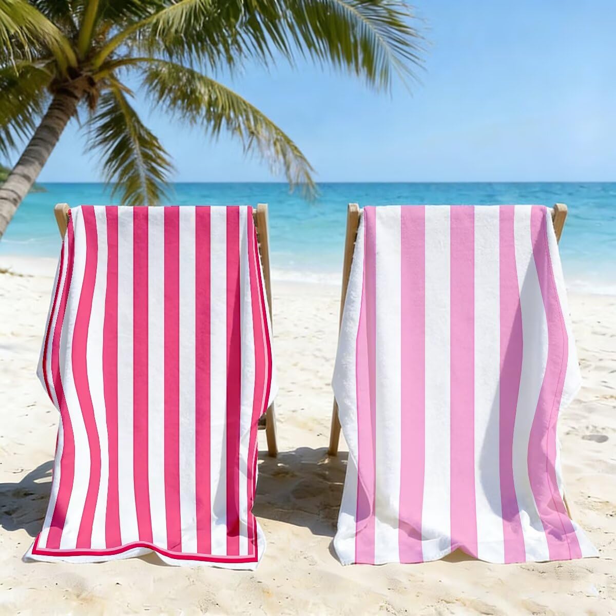 Zestaw 2 dużych ręczników plażowych 80x160 cm, szybkoschnący ręcznik z mikrofibry na siłownię, odporny na piasek Ręczniki plażowe w paski, duże lekkie kompaktowe ręczniki z mikrofibry dla kobiet