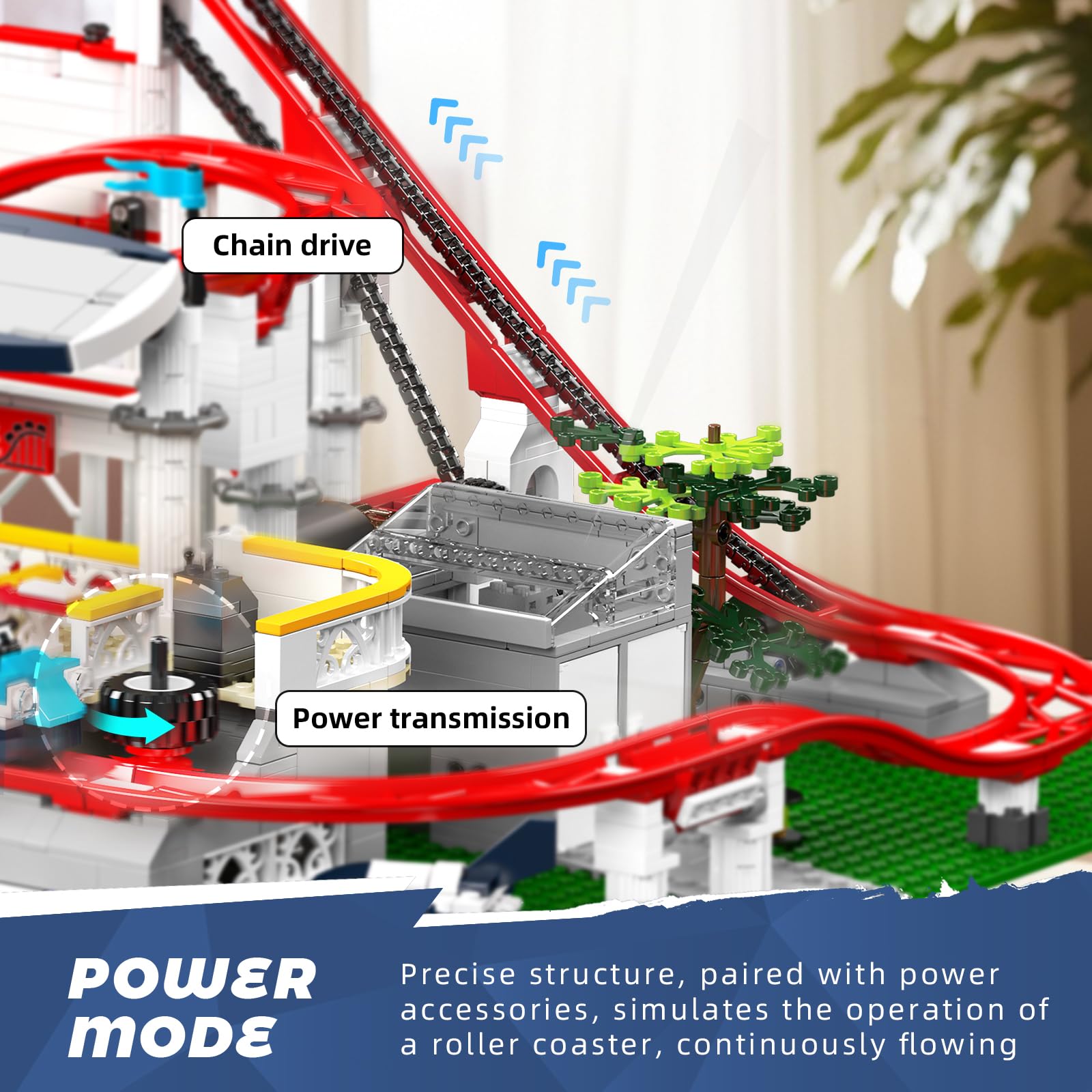 Mould King 11014 Loop Coaster Klemmbausteine Bausteine Kit, Looping-Achterbahn Vergnügungspark Untersetzer mit Motor, Roller Coasters Bauset für Teenager 14+/Erwachsene (3646+ Teile)
