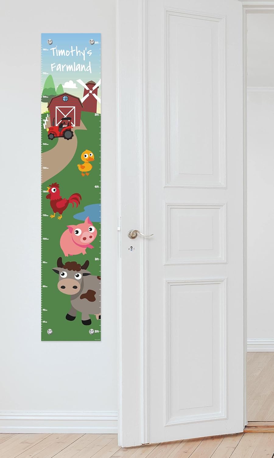 Kids Growth Chart Down on The Farm Barnyard Animals with Custom Name Personalized Growth Chart