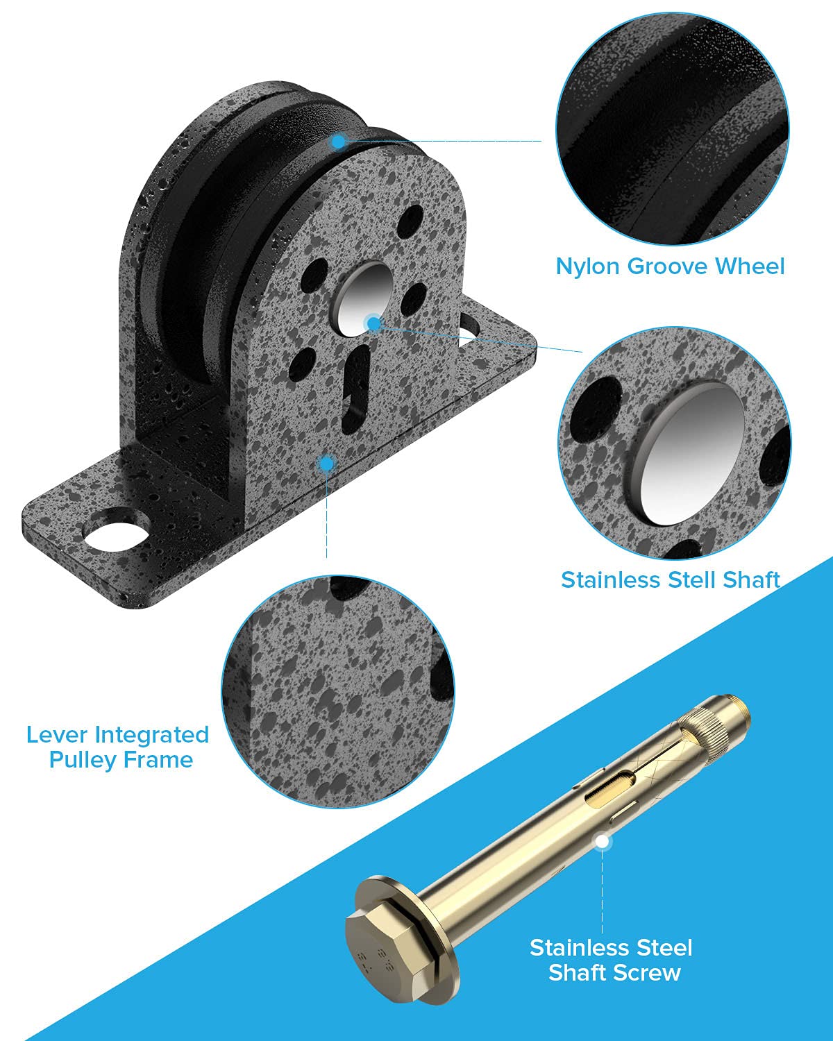 Buy Single Pulley Block, Heavy Duty Silent Lifting Pullys, Wall/Ceiling
