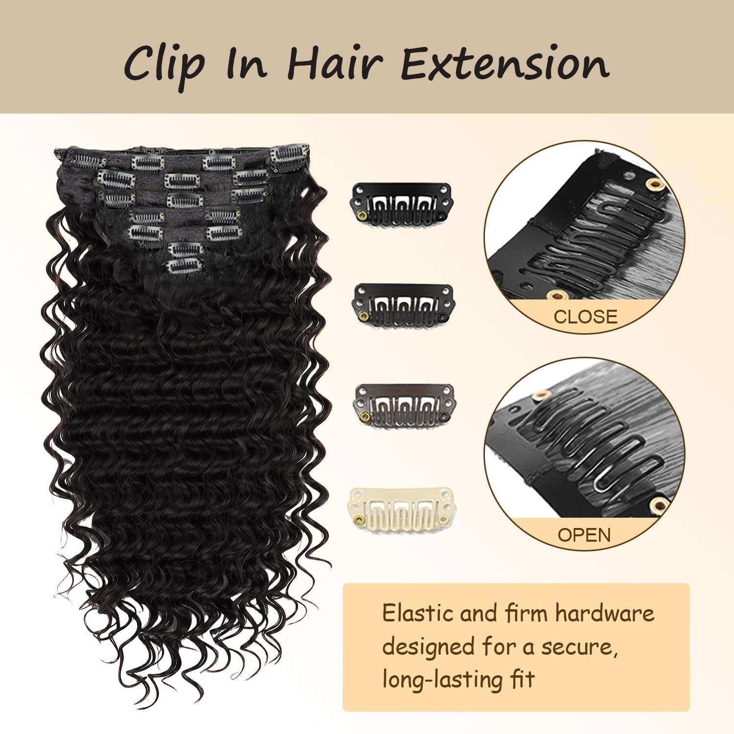 Clip In Extensions Echthaar Perücke Damen Human Hair Extensions 1B Natural Black Deep Wave Menschliches Haar Bundles With Minimal Shedding For Women 22 Inch
