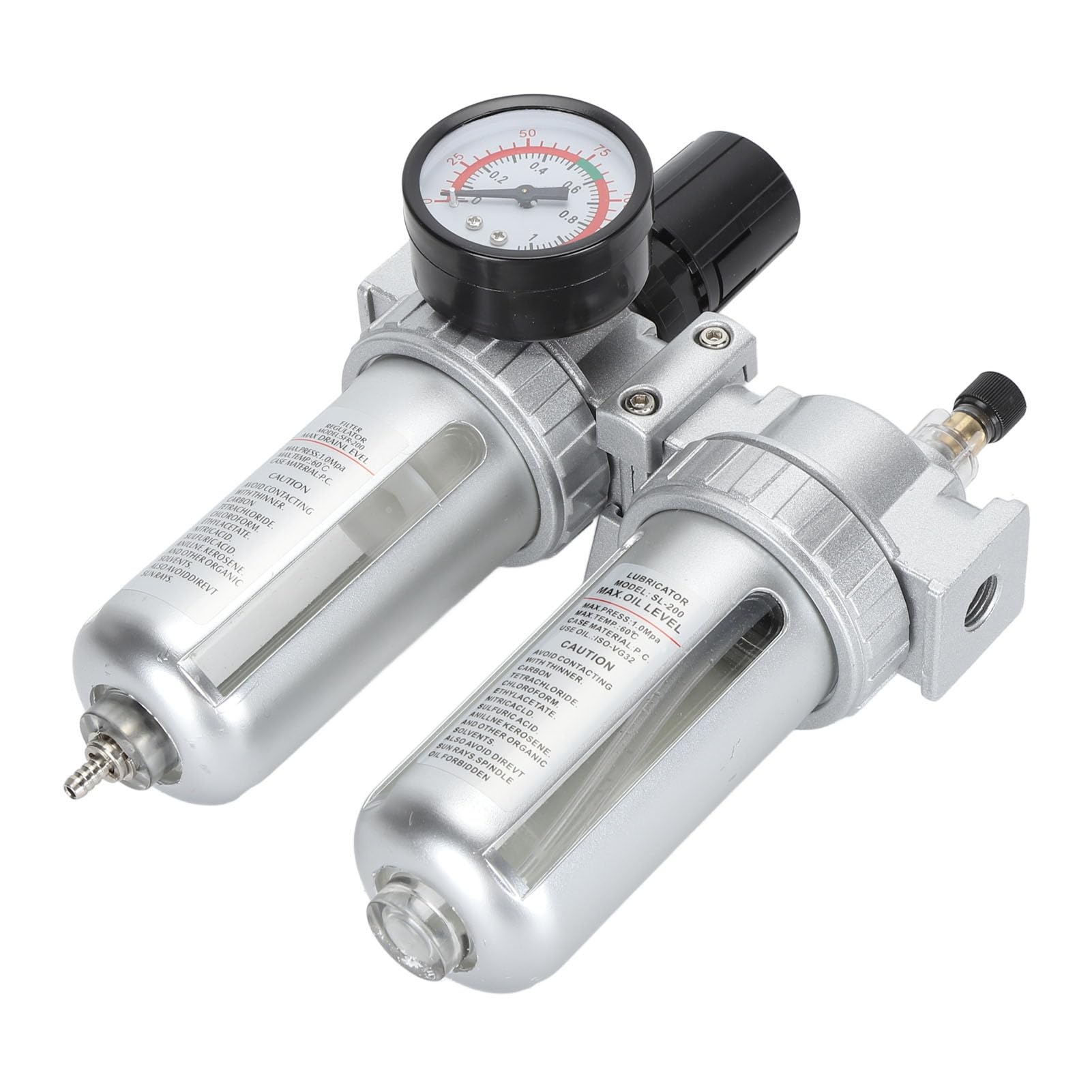 Regolatore di pressione per filtro dell’aria da 1/4 di pollice, filtro per aria compressa con quadrante e separatore olio-acqua, di essiccazione dell’aria in lega di