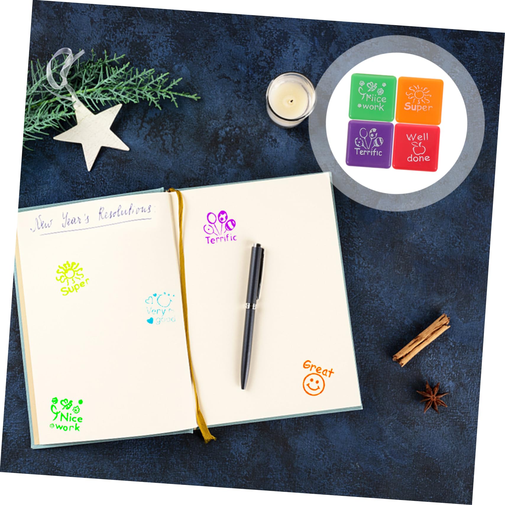 VILLCASE 20pezzi Timbri Motivazionali Per Stamps Creativi Per e Te Timbri Positivi Done Nice Work Super Terrific