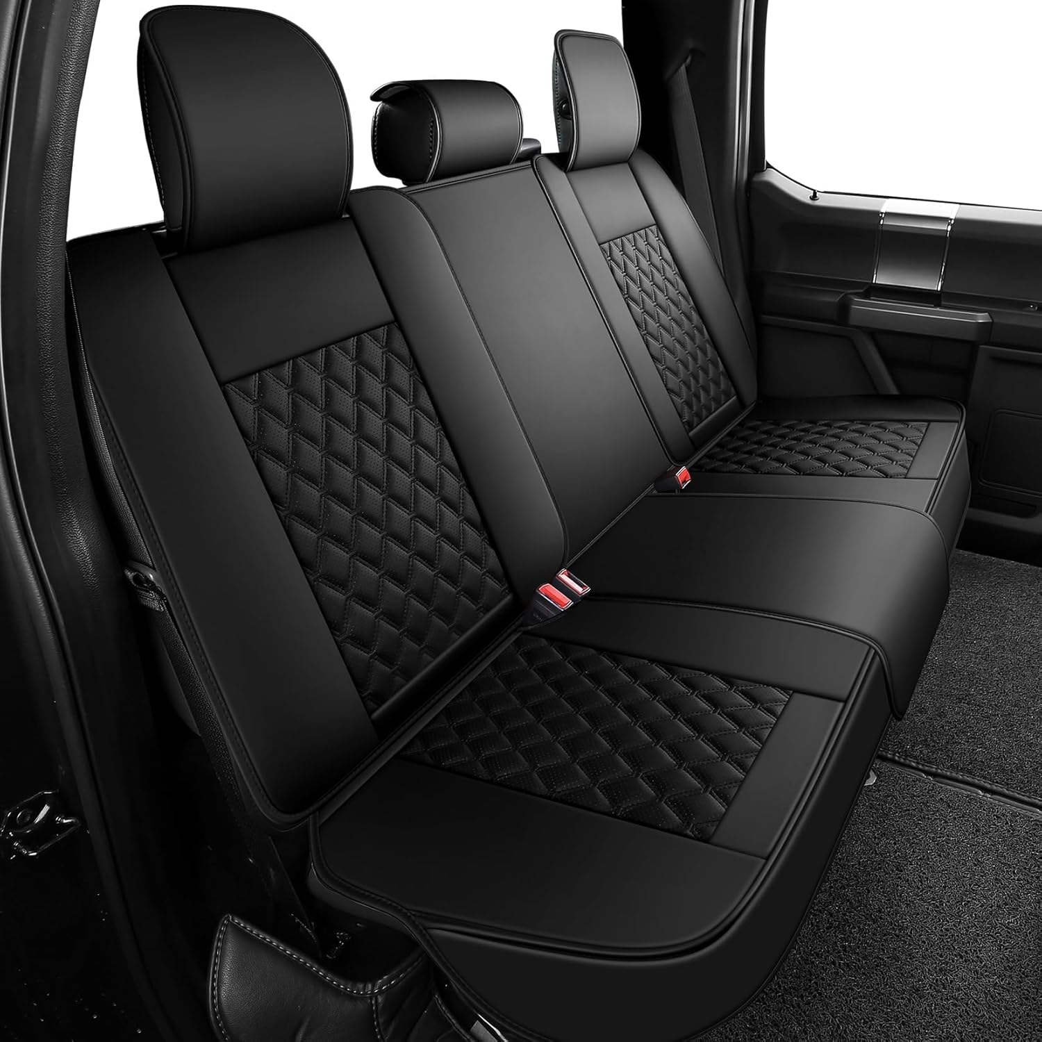 Faux Leather Ford F150 Seat Covers Full Set, Luxury Super Duty Waterproof Truck Seat Covers Custom Fit for 2009-2024 2025 F150 SuperCrew and 2017-2024 2025 F250 F350 F450 Crew Cab Pickup