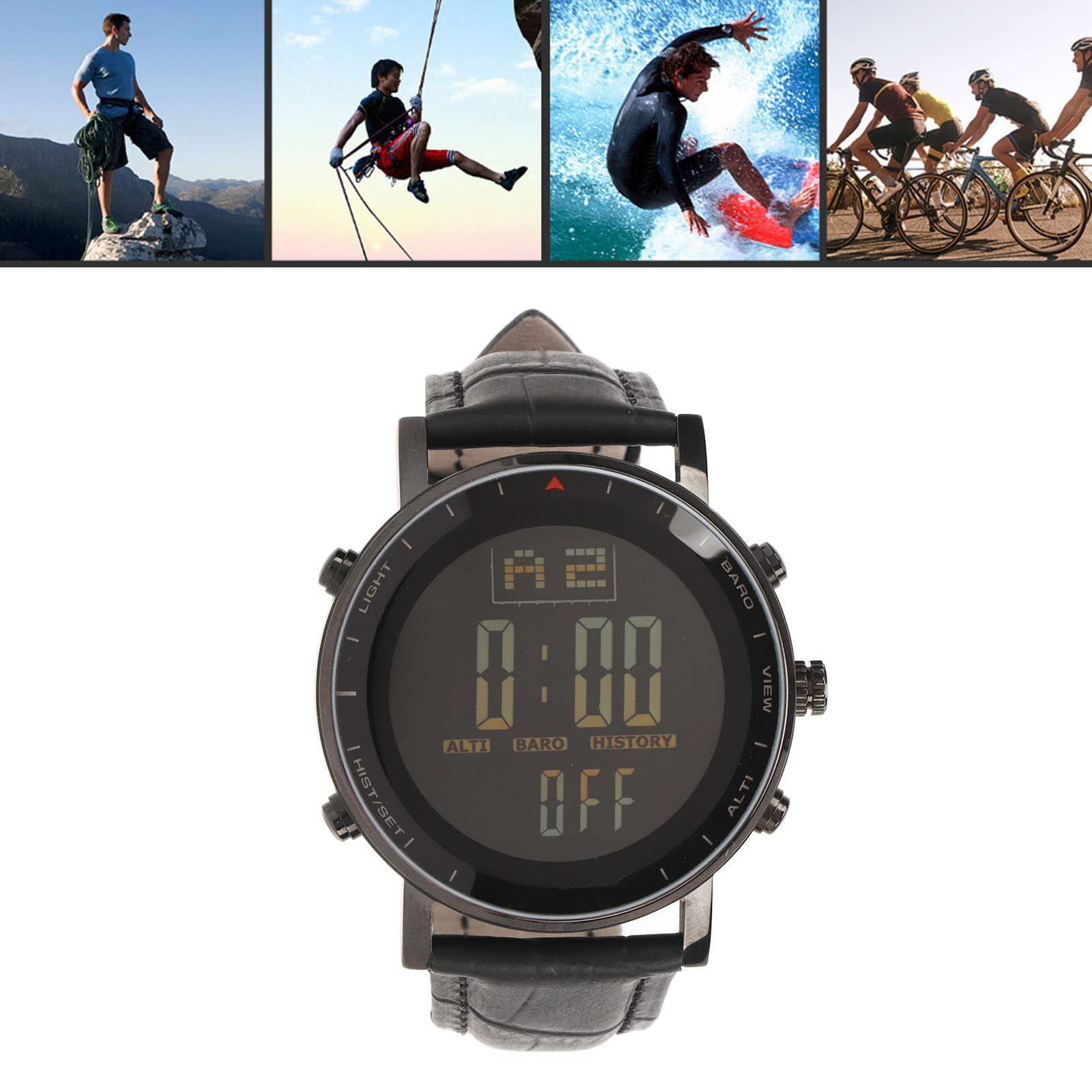 POENVFPO Orologio Barometro da Pesca, Altimetro, Bussola, Termometro, Metallo Impermeabile, Orologi a Clip con Meteo